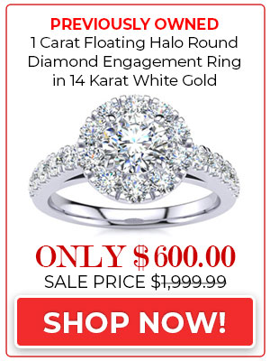 1 Carat Floating Halo Round Diamond Engagement Ring in 14 Karat White Gold
