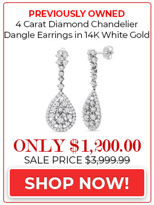 Previously Owned 14K White Gold 4 Carat Diamond Chandelier Dangle Earrings, 1 1/2 Inches