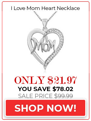 I Love Mom Heart Necklace, 18 Inches