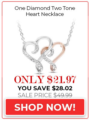 One Diamond Two Tone Heart Necklace, 18 Inches