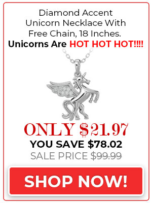 Diamond Accent Unicorn Necklace With Free Chain, 18 Inches