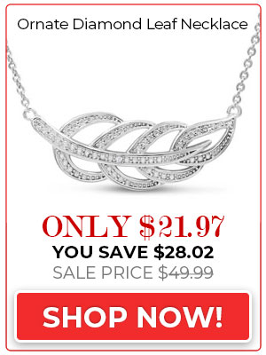 Ornate Diamond Leaf Necklace, 18 Inches. Brand New Style. Beautiful! Looks So Expensive!