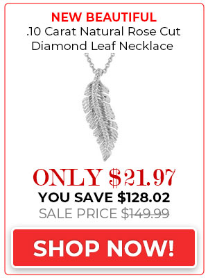 New Beautiful .10 Carat Natural Rose Cut Diamond Leaf Necklace With 18 Inch Chain