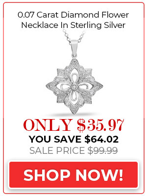 Diamond Necklace 0.07 Carat Diamond Flower Necklace In Sterling Silver, 18 Inches
