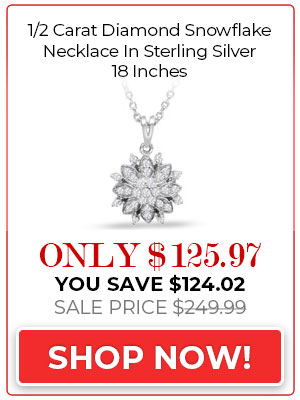 Diamond Necklace 1/2 Carat Diamond Snowflake Necklace In Sterling Silver, 18 Inches