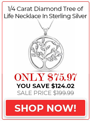 Diamond Necklace 1/4 Carat Diamond Tree of Life Necklace In Sterling Silver, 18 Inches