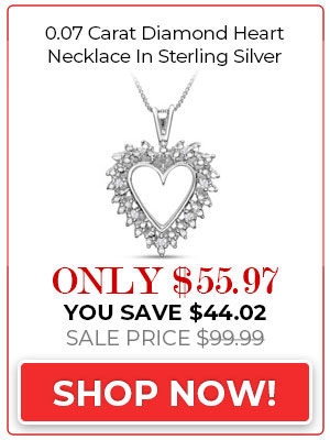 Diamond Necklace 0.07 Carat Diamond Heart Necklace In Sterling Silver, 18 Inches