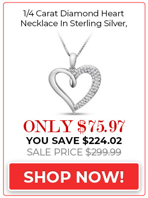 Diamond Necklace 1/4 Carat Diamond Heart Necklace In Sterling Silver, 18 Inches