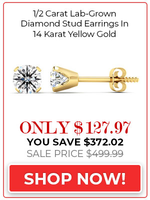 1/2 Carat Lab-Grown Diamond Stud Earrings In 14 Karat Yellow Gold
