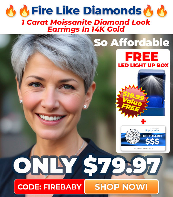 1 Carat Moissanite Diamond Look Earrings In 14K Gold Free Gift Card Free Light Up Box! ONLY $79.97 Code Firebaby