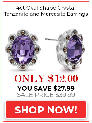 4ct Oval Shape Crystal Tanzanite and Marcasite Earrings