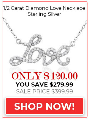 1/2 Carat Diamond Love Necklace, Sterling Silver, 18 Inches