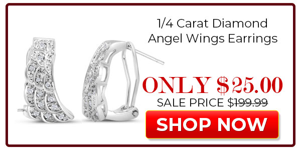 1/4 Carat Diamond Angel Wings Earrings. Everyone Loves These Omega-Back Diamond Earrings!