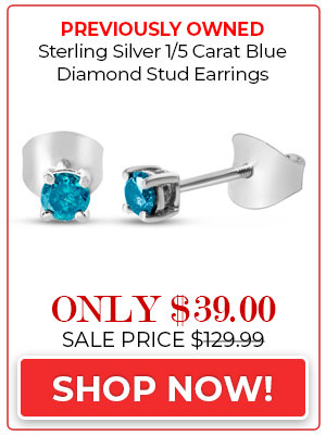 Previously Owned Sterling Silver 1/5 Carat Blue Diamond Stud Earrings