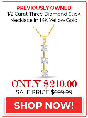 Previously Owned 1/2 Carat Three Diamond Stick Necklace In 14K Yellow Gold