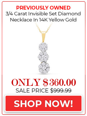 Previously Owned 3/4 Carat Invisible Set Diamond Necklace In 14K Yellow Gold