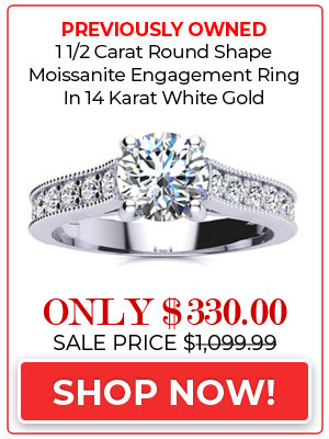 Previously Owned 1 1/2 Carat Round Shape Moissanite Engagement Ring In 14 Karat White Gold, Size 7.5