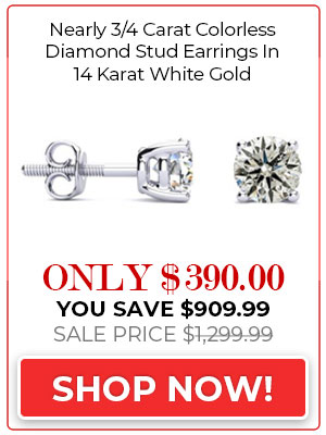 Nearly 3/4 Carat Colorless Diamond Stud Earrings In 14 Karat White Gold