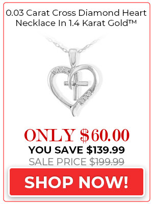0.03 Carat Cross Diamond Heart Necklace In 1.4 Karat Gold