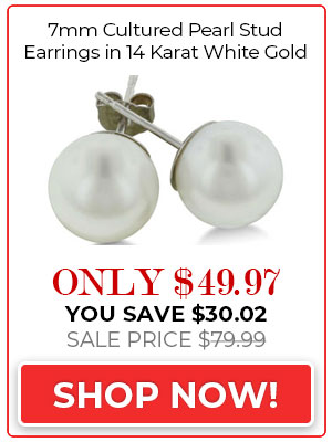 Pearl Stud Earrings With 7mm Cultured Pearls In 14 Karat White Gold