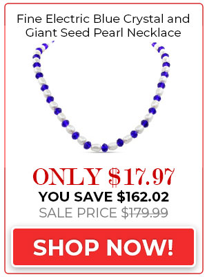 Fine Electric Blue Crystal and Giant Seed Pearl Necklace