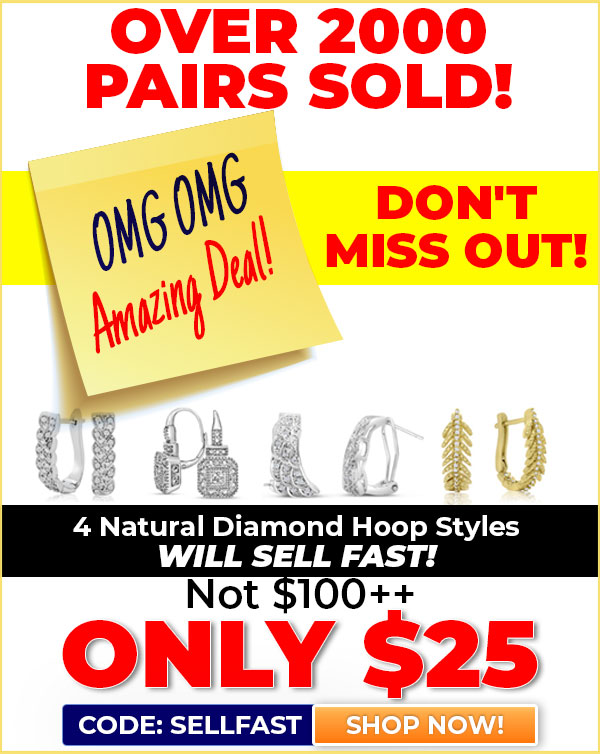 OMG OMG Amazing Deal! We Gotta These 2 Natural Diamond Hoop Styles FAST! Not $100++ ONLY $25 Code SellFast