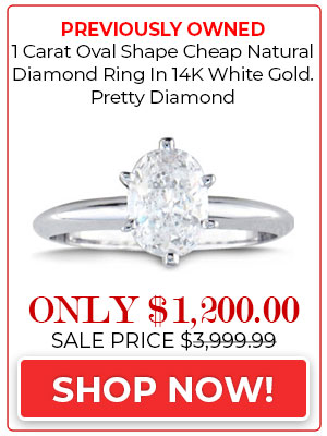 1 Carat Oval Shape Cheap Natural Diamond Ring In 14K White Gold. Pretty Diamond.