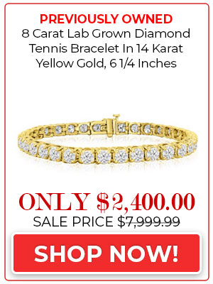 8 Carat Lab Grown Diamond Tennis Bracelet In 14 Karat Yellow Gold, 6 1/4 Inches