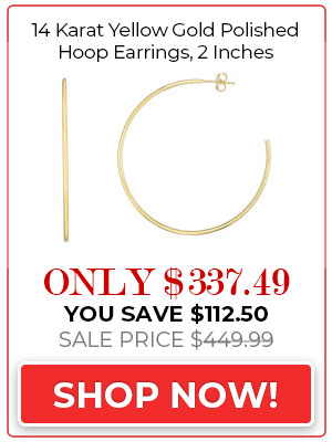 14 Karat Yellow Gold Polished Hoop Earrings, 2 Inches