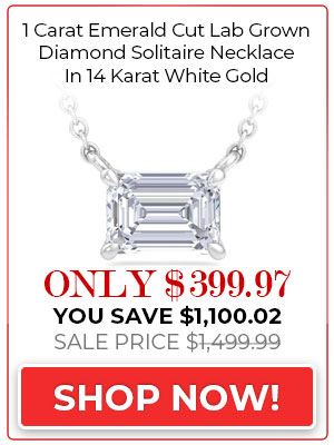 1 Carat Emerald Cut Lab Grown Diamond Solitaire Necklace In 14 Karat White Gold