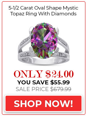 Mystic Topaz Ring 5-1/2 Carat Oval Shape Mystic Topaz Ring With Diamonds - Incredibly Beautiful!