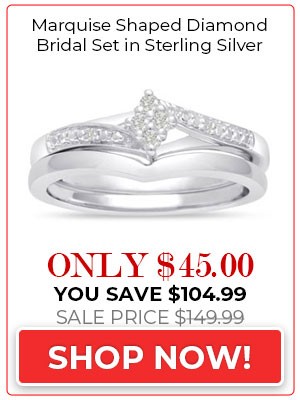 Marquise Shaped Diamond Bridal Set in Sterling Silver
