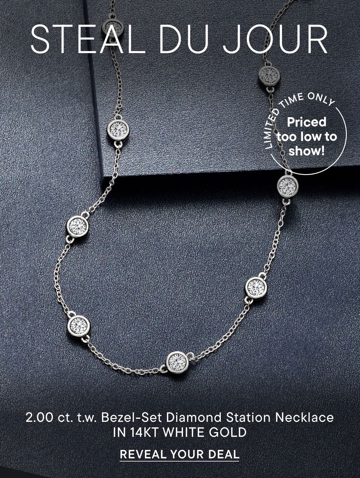 2.00 ct. t.w. Bezel-Set Diamond Station Necklace in 14kt White Gold.