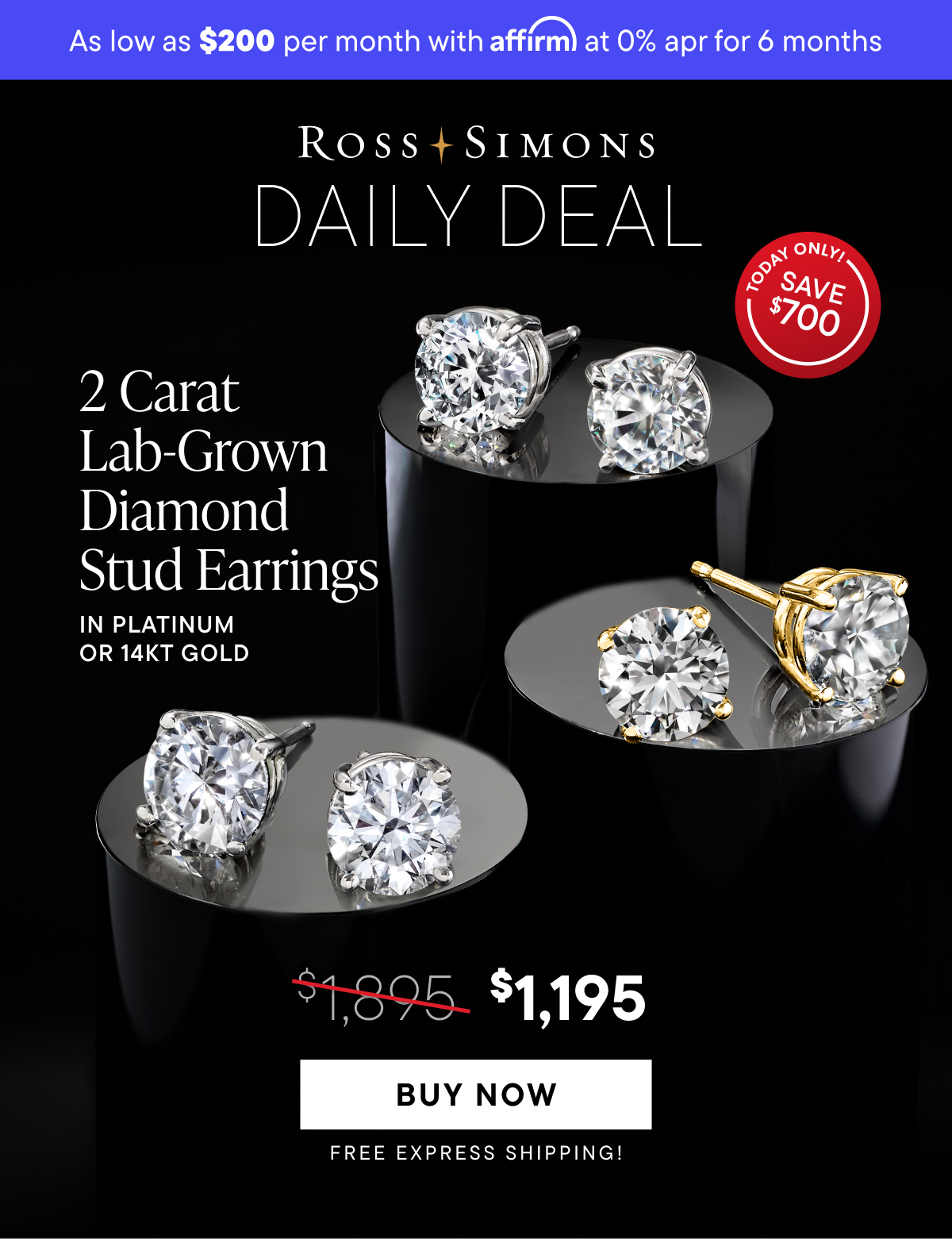 2 Carat Lab-Grown Diamond Stud Earrings