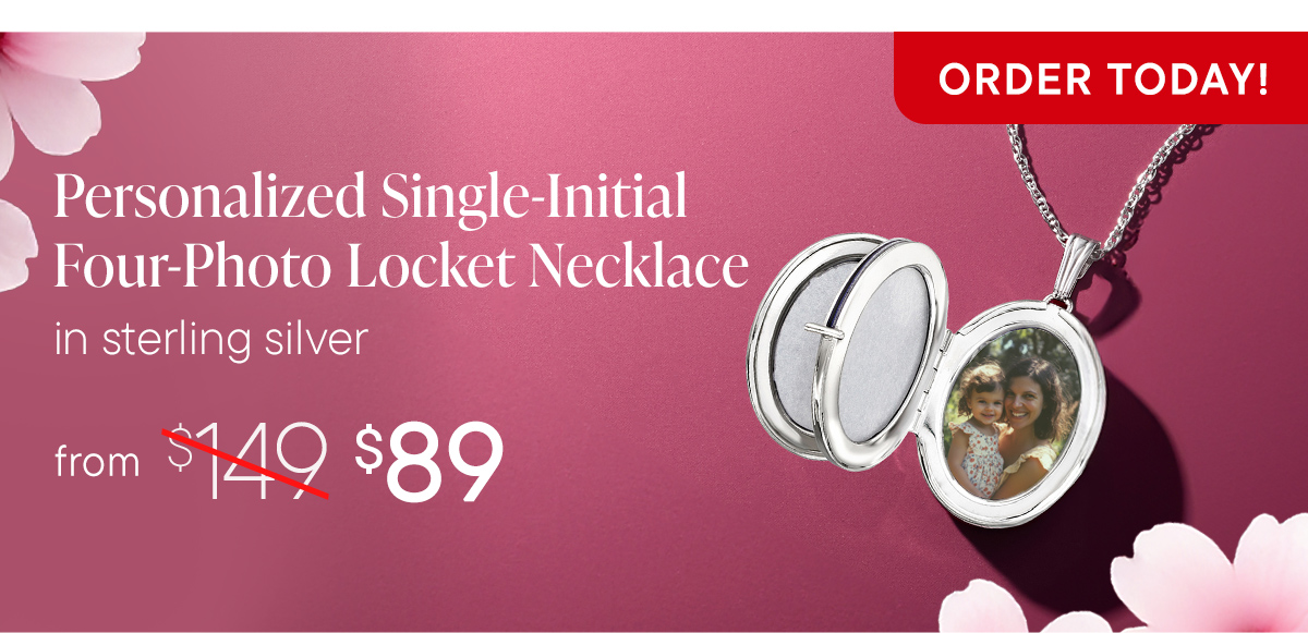 Personalized Single-Initial Four-Photo Locket Necklace. in Sterling Silver. From $89