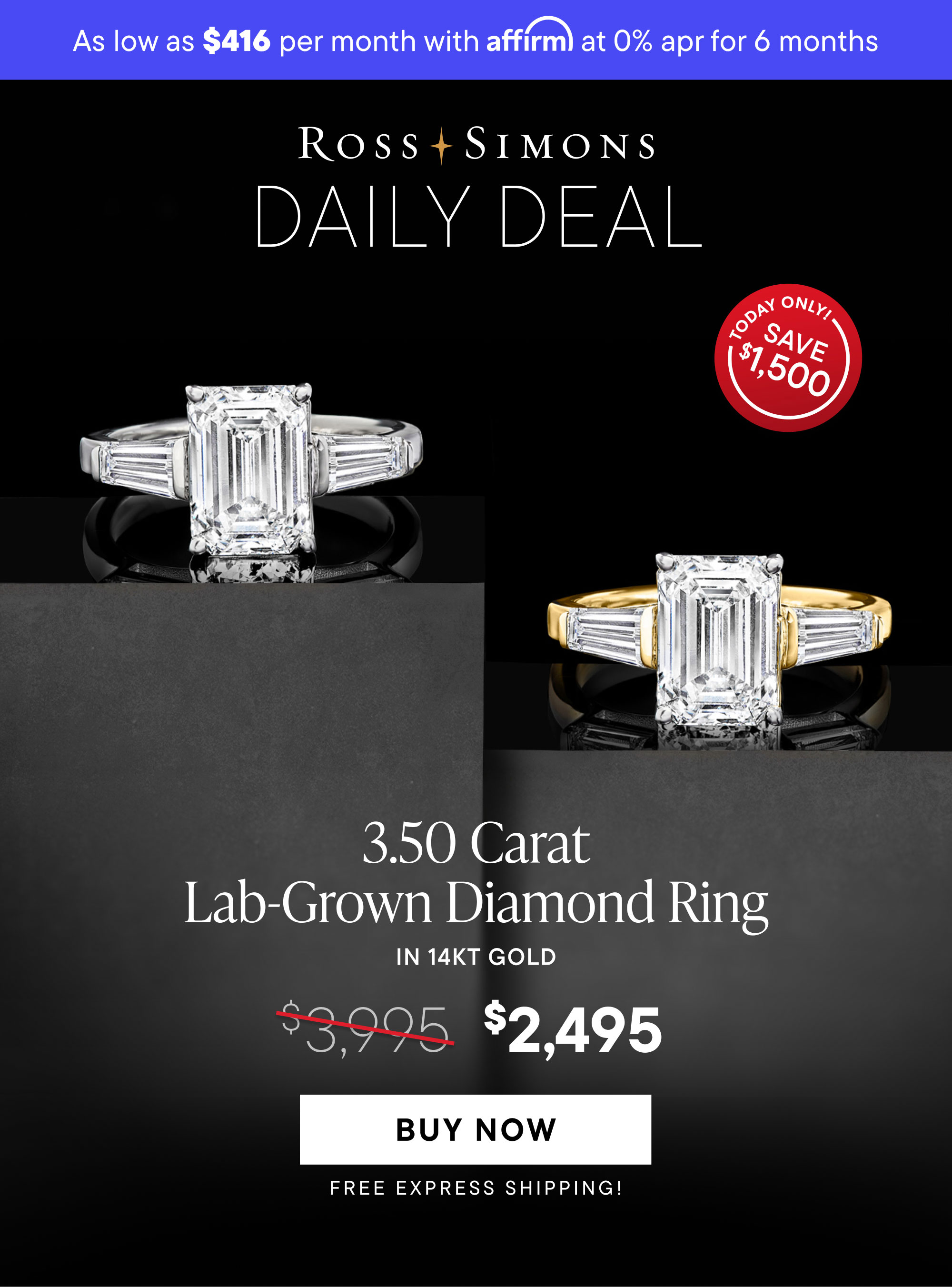 3.50 Carat Lab-Grown Diamond Ring. $2,495