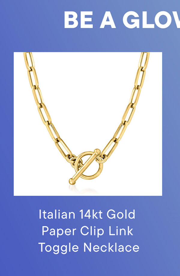 Italian 14kt Gold Paper Clip Link Toggle Necklace