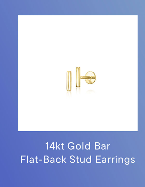 14kt Gold Bar Flat-Back Stud Earrings