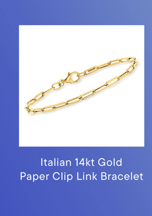 Italian 14kt Gold Paper Clip Link Bracelet