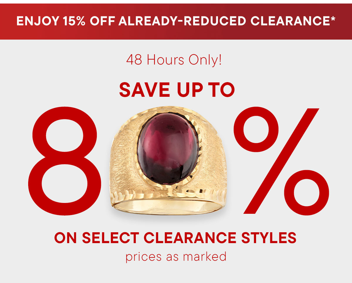 Save Up To 80% on Select Clearance Styles