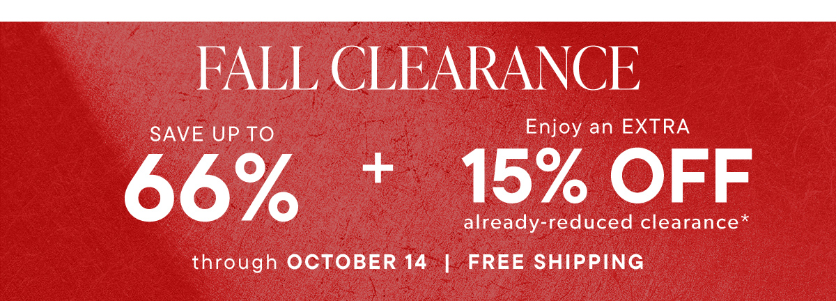 Save Up To 66% + Extra 15% Off Already-Reduced Clearance