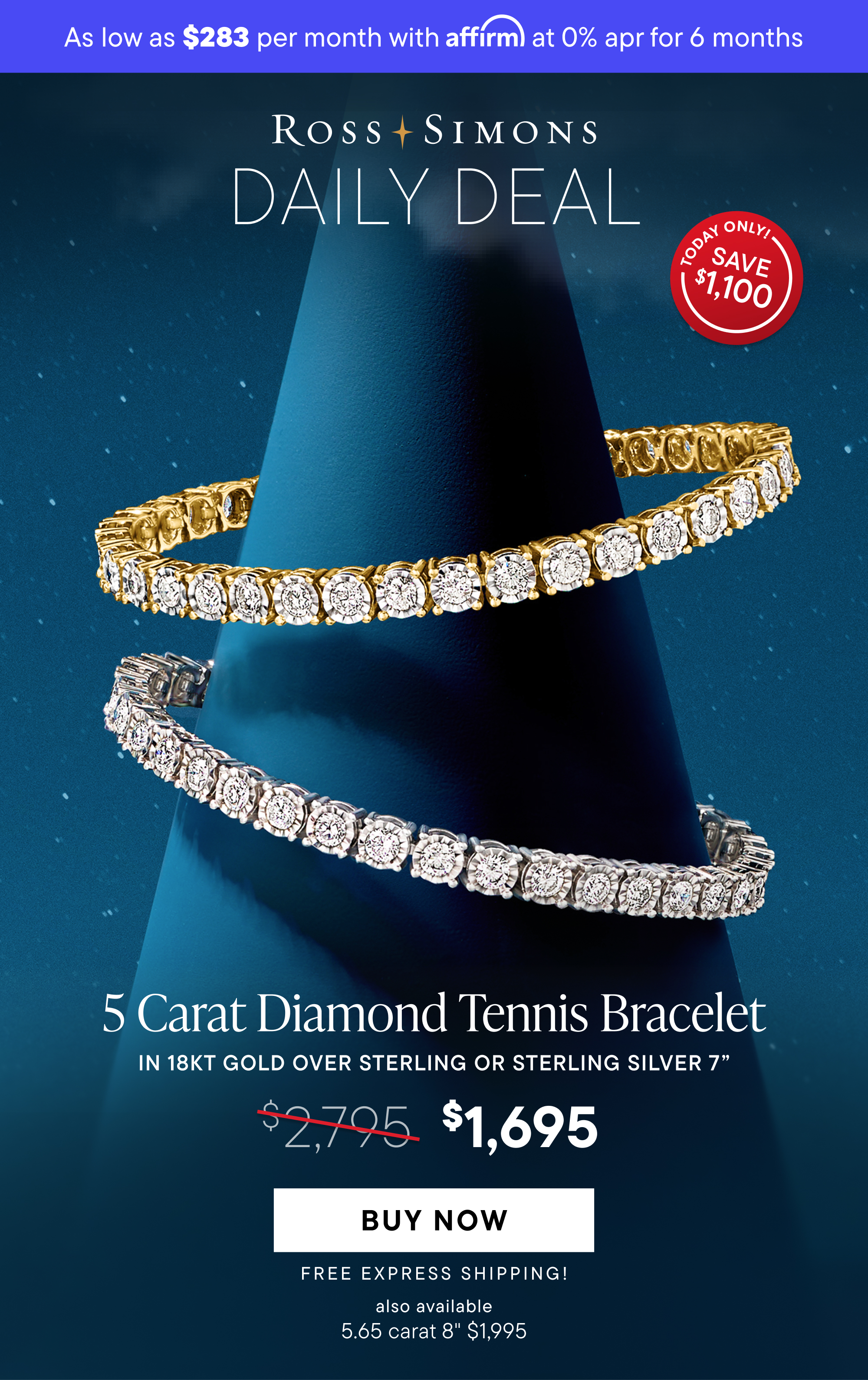 Daily Deal: 5 Carat Diamond Tennis Bracelet