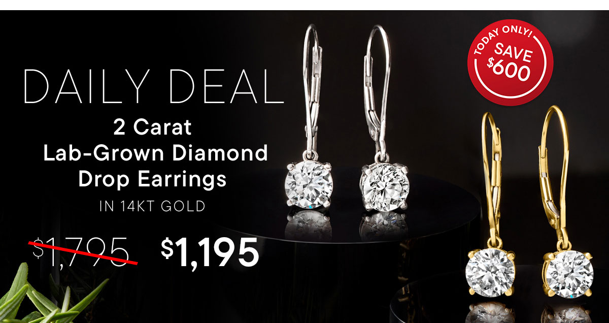 Daily Deal. 2 Carat Lab-Grown Diamond Drop Earrings. $1,195