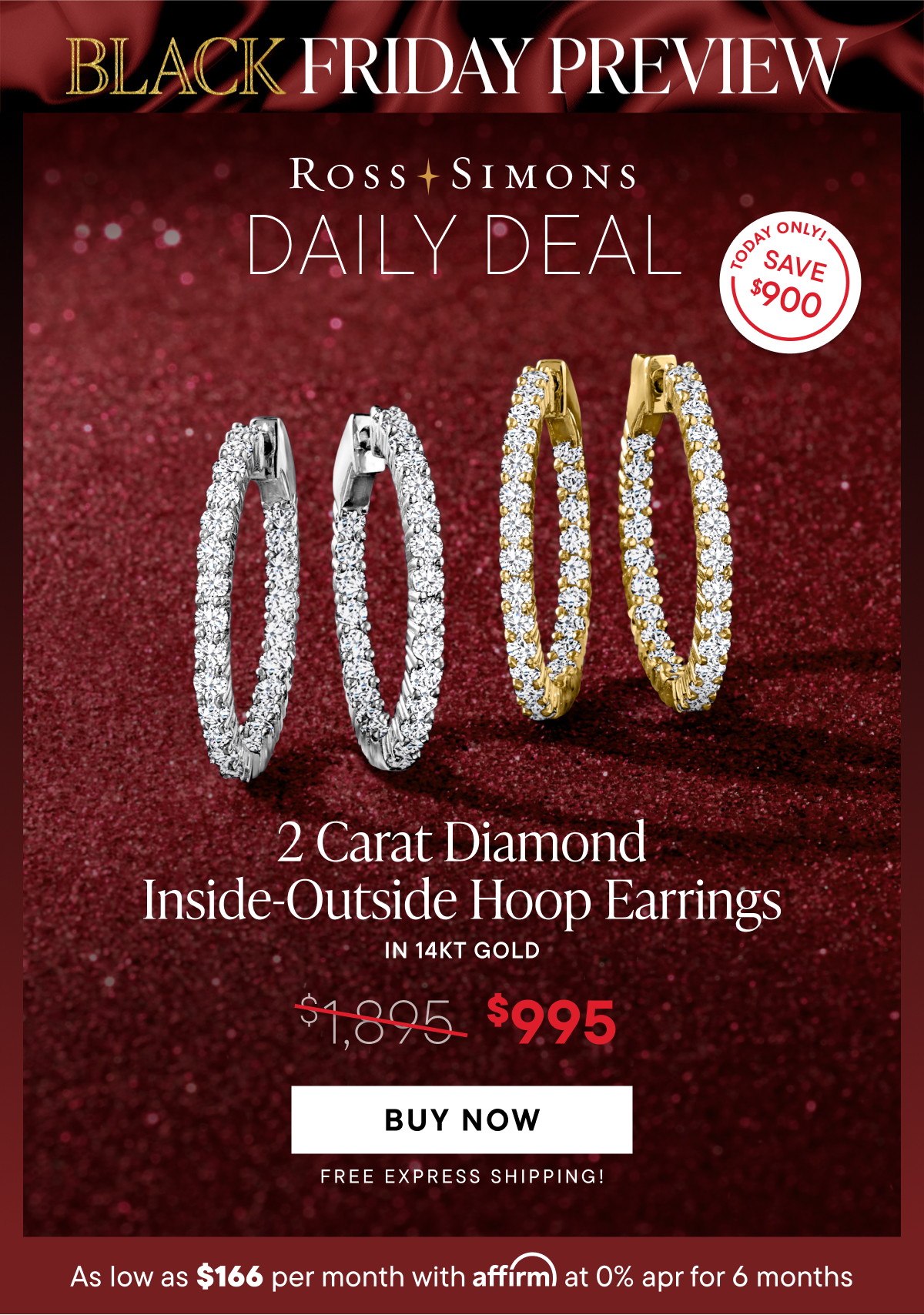 2 Carat Diamond Inside-Outside Hoop Earrings