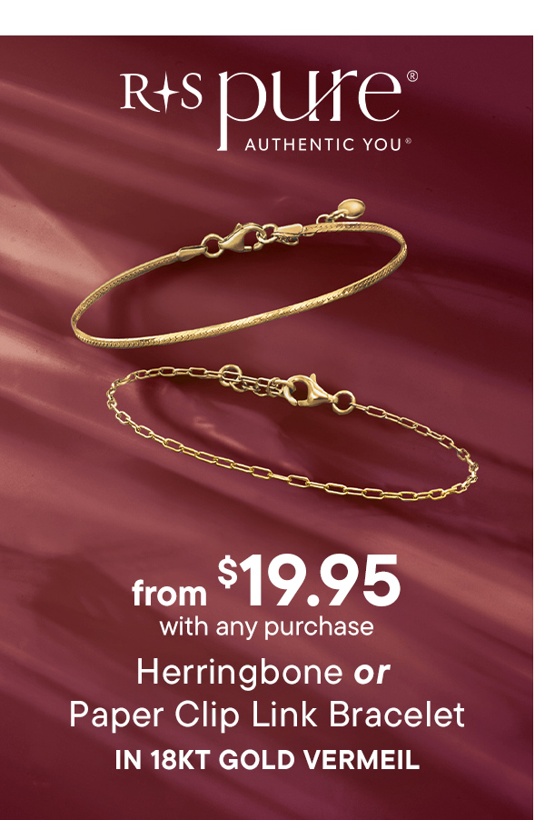 Herringbone or Paper Clip Link Bracelet in 18kt Gold Vermeil. From $19.95 with any purchase