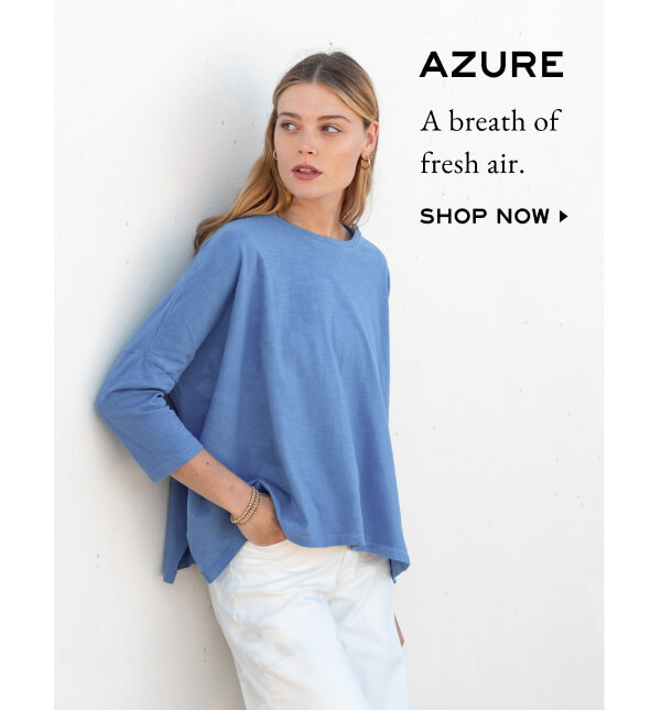 Azure - A breath of fresh air - Shop now - Image of a woman wearing a blue long sleeve tee