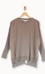 Image of a brown sweater with a split back