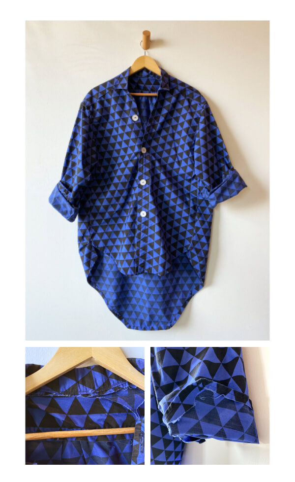 Blue and black patterned button up