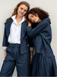 two women wearing pieces from the chambray collection