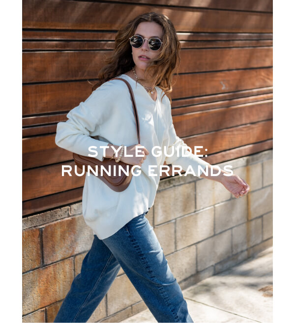 Style Guide - Running Errands - Woman walking wearing white sweater